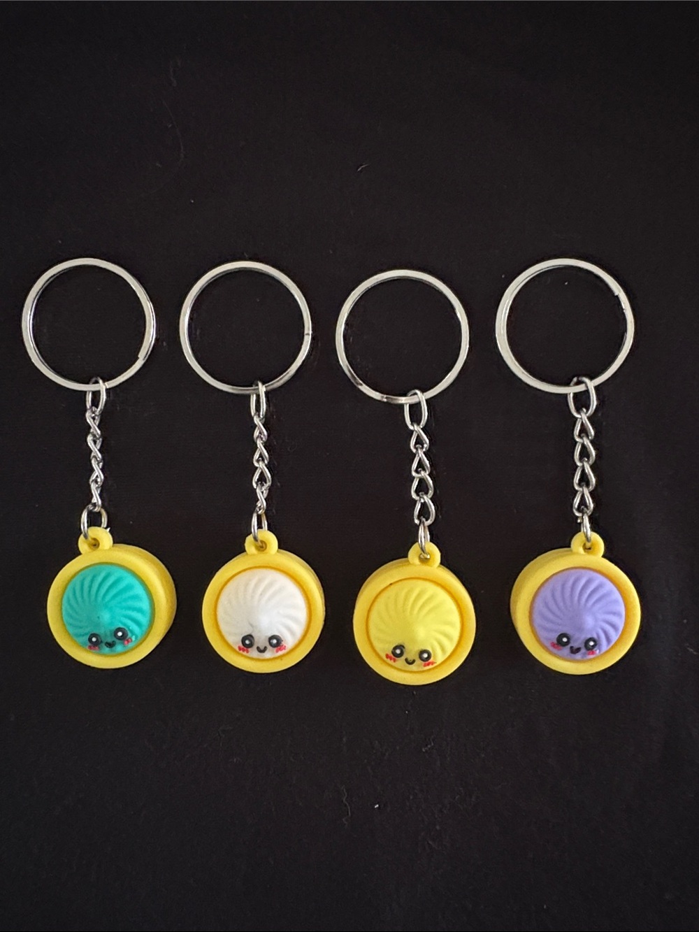 Cute Set Of 4 Mini Dumpling Bag Charm Keychains - Assorted Colors